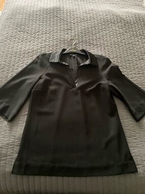 Brooks Brothers Black V-Neck Polo-Style Women's Tunic